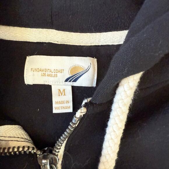 Fundamental Coast Hoodie Slater Medium 1/4 Zip Black Leather Tips NWT Coastal - Picture 10 of 12